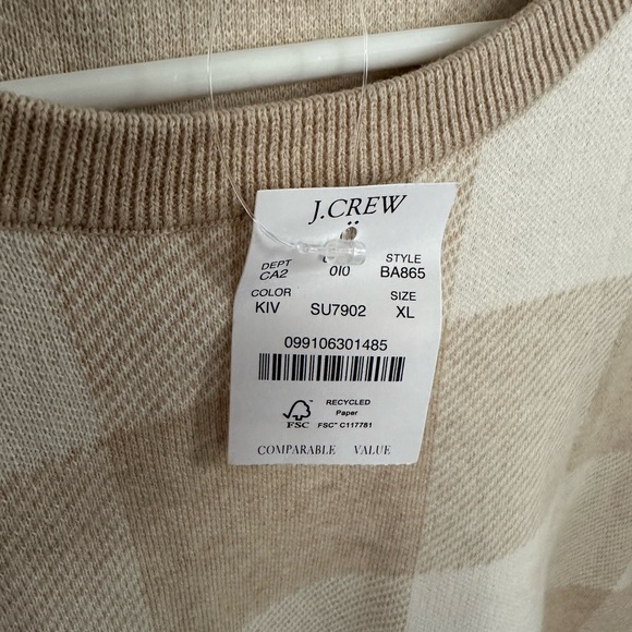 WOMEN’S J.CREW SIZE XL BEIGE & WHITE TEDDY SWEATER - Picture 4 of 5